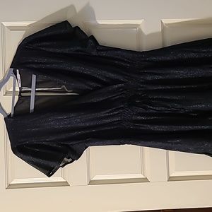 Miami dress black Size Large . Shimmery fabric and flowing sleeves and skirt.